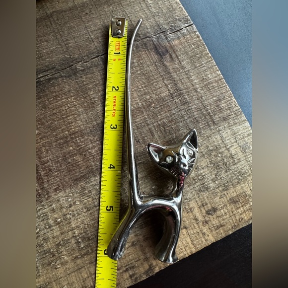 SET OF 2 Chrome Long Tailed Cat Ring Holder Mcm Vintage - Picture 9 of 14